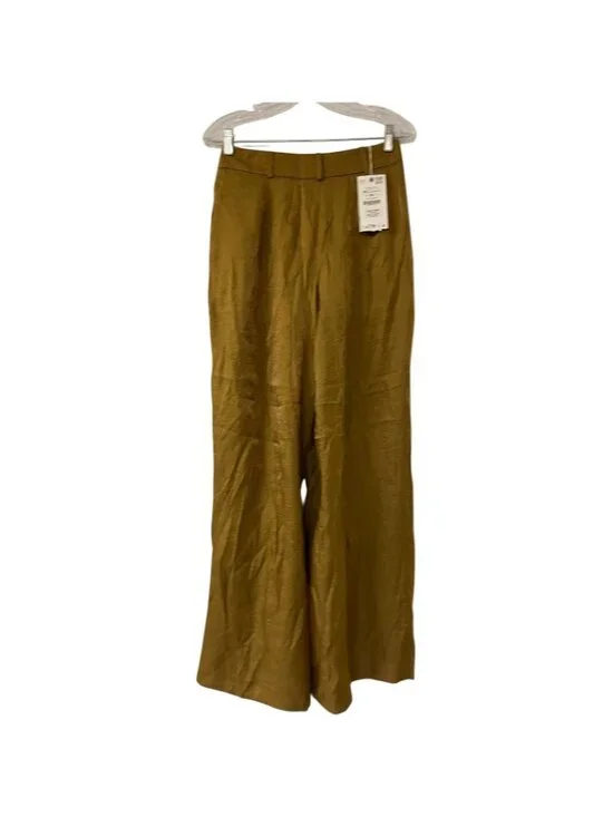 Zara Womens Satin Trousers Pants Medium Caramel Wide Leg High Waist 7965/556 NWT - Picture 3 of 13